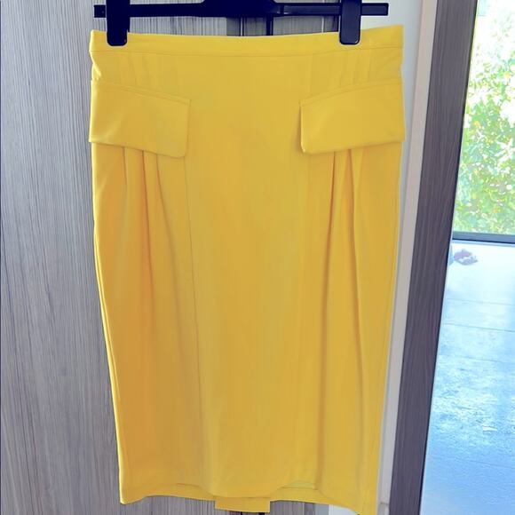 NWT $128 ANTHROPOLOGIE Eva Franco straight skirt banana yellow 8 - Picture 3 of 7